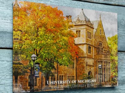 University of Michigan watercolor. Graduation gift, University of Michigan , College wall art,  College WC