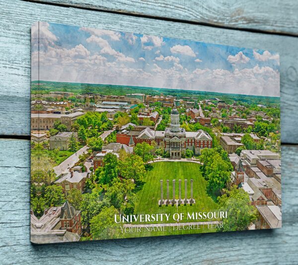UNIVERSITY OF MISSOURI CAMPUS CANVAS PRINT HANGING ON WALL