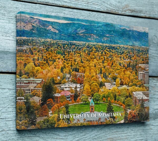 UNIVERSITY OF MONTANA CAMPUS CANVAS PRINT HANGING ON WALL