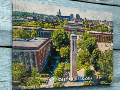 UNIVERSITY OF  NEBRASKA CAMPUS CANVAS PRINT HANGING ON WALL
