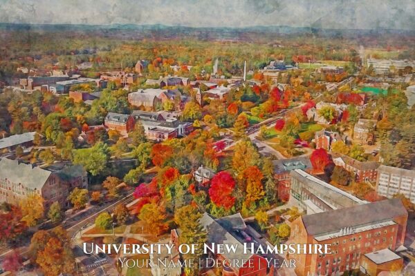 University of New Hampshire watercolor. Graduation gift, University of New Hampshire , College wall art,  College WC - Image 2