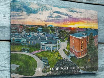 UNIVERSITY OF NORTHERN IOWA CAMPUS CANVAS PRINT HANGING ON WALL