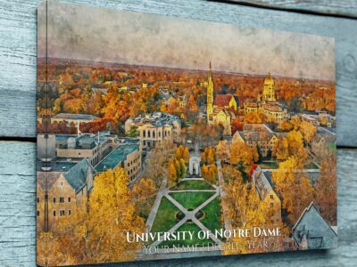 UNIVERSITY OF NOTRE DAME CAMPUS CANVAS PRINT HANGING ON WALL