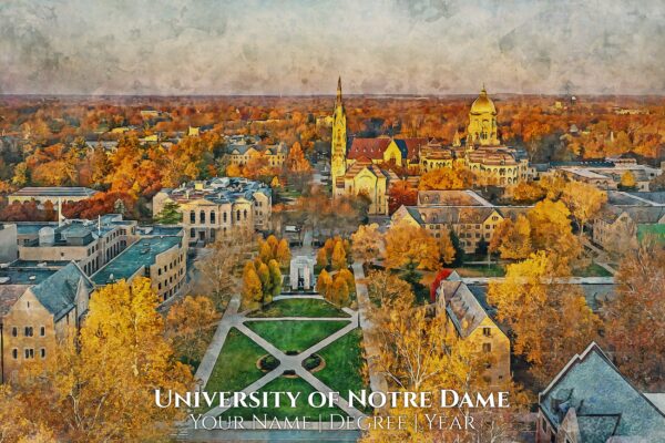 UNIVERSITY OF NOTRE DAME CANVAS PRINT HANGING ON WALL