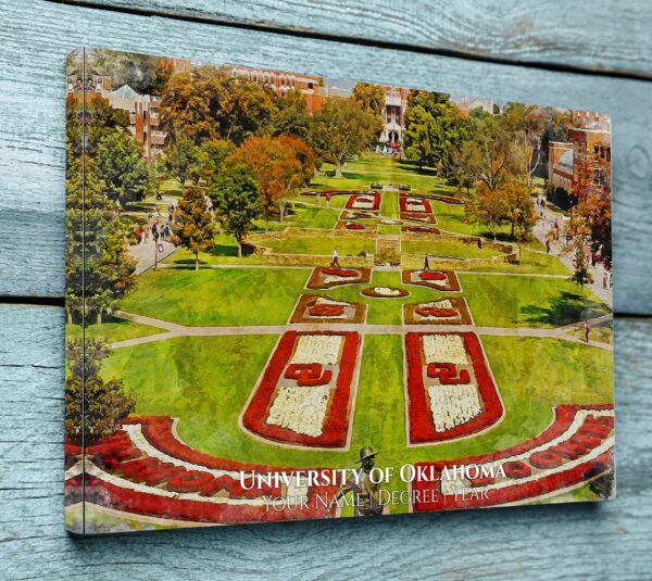 UNIVERSITY OF OKLAHOMA CAMPUS CANVAS PRINT HANGING ON WALL
