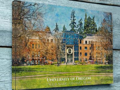 UNIVERSITY OF OREGON CAMPUS CANVAS PRINT HANGING ON WALL