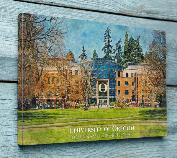 UNIVERSITY OF OREGON CAMPUS CANVAS PRINT HANGING ON WALL