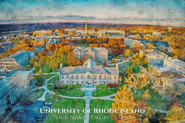 University of Rhode Island watercolor. Graduation gift, University of Rhode Island , College wall art,  College WC - Image 2