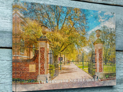 UNIVERSITY OF SOUTH CAROLINA CAMPUS CANVAS PRINT HANGING ON WALL