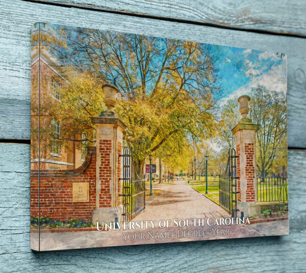 UNIVERSITY OF SOUTH CAROLINA CAMPUS CANVAS PRINT HANGING ON WALL