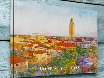 The University of Texas watercolor. Graduation gift, The University of Texas , College wall art,  College WC