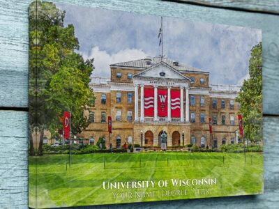 UNIVERSITY OF WISCONSIN CAMPUS CANVAS PRINT HANGING ON WALL