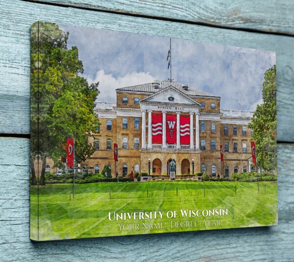 UNIVERSITY OF WISCONSIN CAMPUS CANVAS PRINT HANGING ON WALL