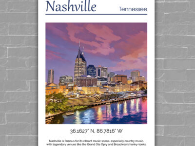 Nashville travel art canvas, Nashville skyline print, Nashville print, Nashville wall art, Nashville Tennessee, Nashville Canvas