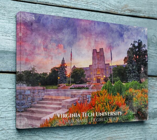 VIRGINIA TECH UNIVERSITY CAMPUS CANVAS PRINT HANGING ON WALL