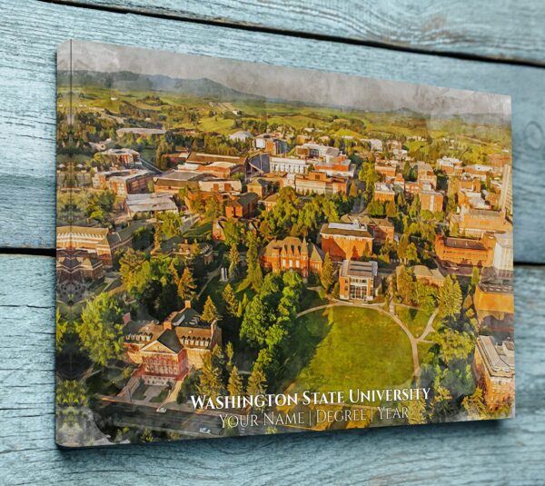 UNIVERSITY OF WASHINGTON STATE CAMPUS CANVAS PRINT HANGING ON WALL