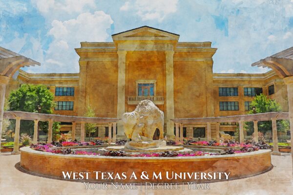 West Texas A&M University watercolor. Graduation gift, West Texas AM University , College wall art,  College WC - Image 2
