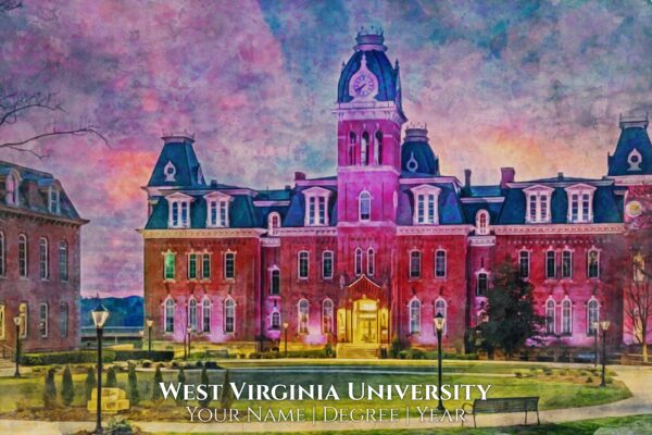 West Virginia University watercolor. Graduation gift, West Virginia University , College wall art,  College WC - Image 2