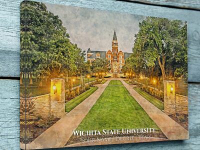 UNIVERSITY OF WICHITA STATE CAMPUS CANVAS PRINT HANGING ON WALL
