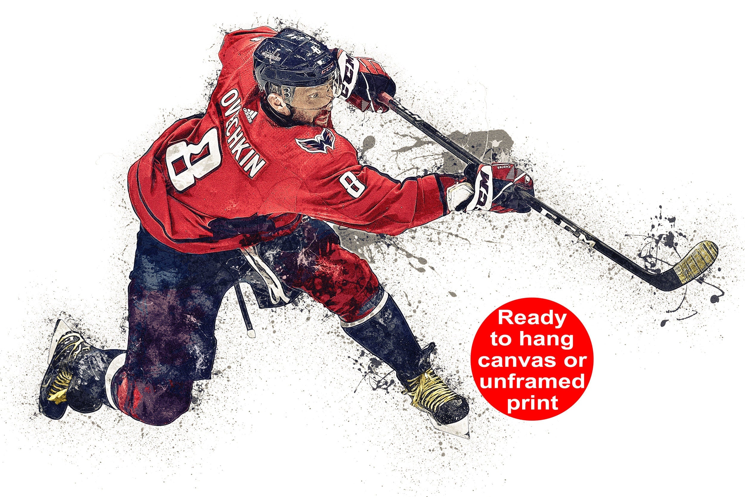 Alex Ovechkin watercolor, Washington Capital wall art, Capitals Stanley Cup, Alex Ovechkin Poster, Washington Capitals hockey art wall