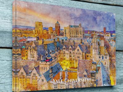 YALE UNIVERSITY CAMPUS CANVAS PRINT HANGING ON WALL