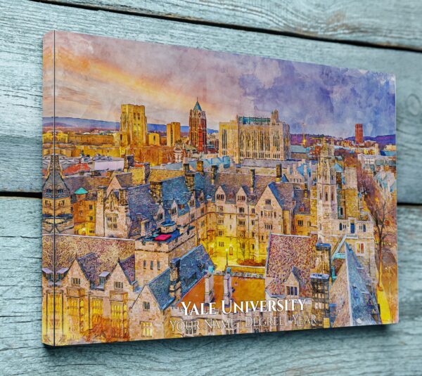 YALE UNIVERSITY CAMPUS CANVAS PRINT HANGING ON WALL