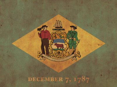 Vintage Delaware Flag on Canvas, Flag, Wall Art, Delaware Photo, Delaware Print, Fine Art, First state Flag, Single or Multiple Panels
