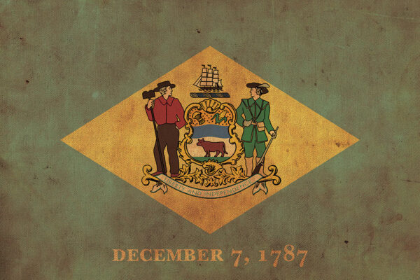 Vintage Delaware Flag on Canvas, Flag, Wall Art, Delaware Photo, Delaware Print, Fine Art, First state Flag, Single or Multiple Panels