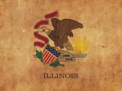 Vintage Illinois flag on canvas, Illinois, Flag, Wall Art, Illinois Photo, Illinois flag on canvas,  Single or Multiple Panels Illinois flag