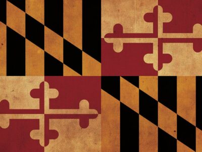 Vintage Maryland Flag on Canvas, Flag, Wall Art, Maryland Photo, Maryland Print, Giclee, Fine Art, crabcake Flag, Single or Multiple Panels