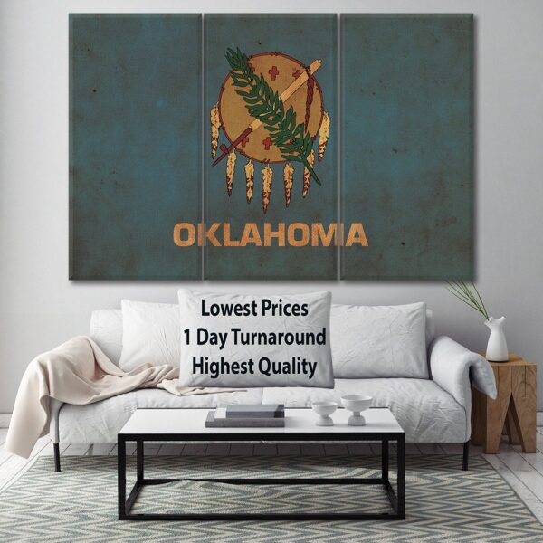 Vintage Oklahoma Flag on Canvas, Oklahoma, Flag, Wall Art, Oklahoma Photo, Oklahoma flag on canvas, Single or Multiple Panels Indiana flag