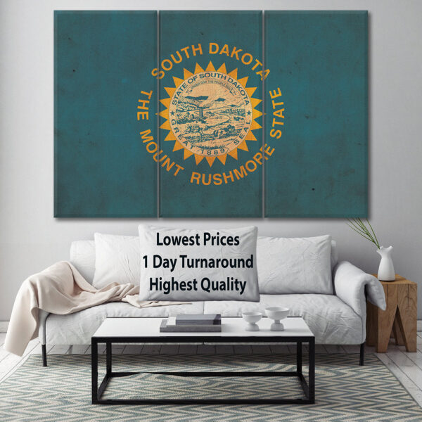 Vintage South Dakota Flag on Canvas, Flag, Wall Art, South Dakota Photo flag on canvas, Single or Multiple Panels Indiana flag