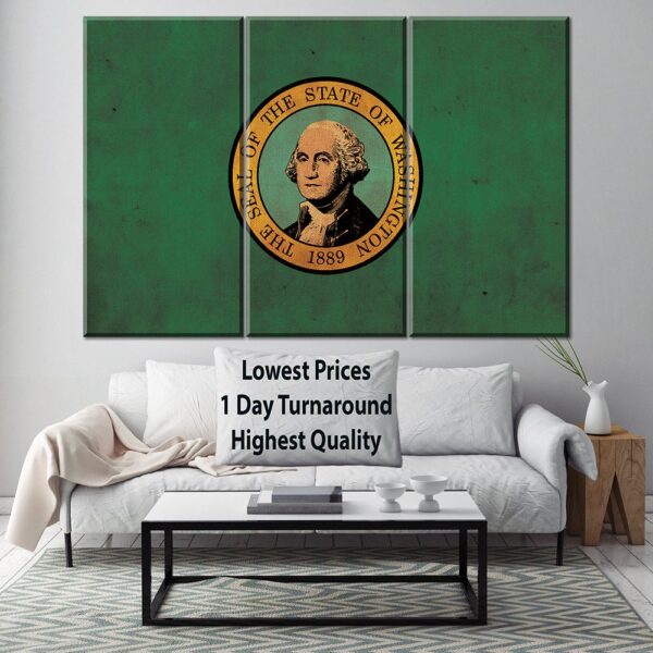 Vintage Washington Flag on Canvas, Washington Wall Art, Washington Photo, Washington Print,  Fine Art,  Flag, Single or Multiple Panels