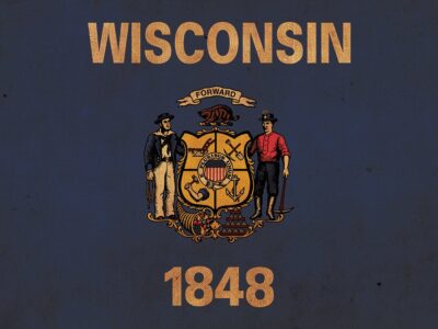 Vintage Wisconsin Flag on Canvas, Wisconsin, Wall Art, Wisconsin Photo, Wisconsin Print, Fine Art, Wisconsin Flag, Single or Multiple Panels