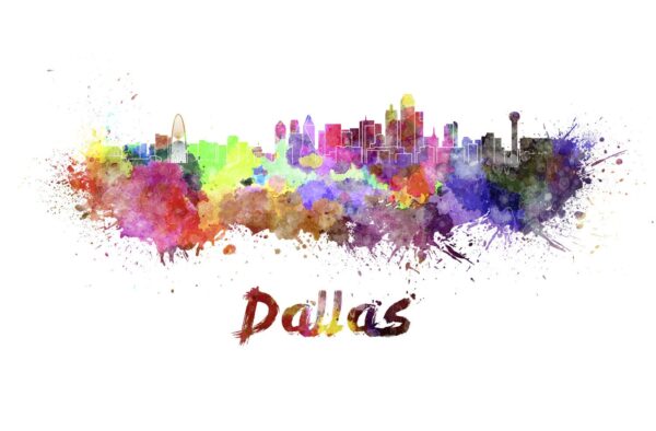 Dallas skyline watercolor canvas, Dallas Canvas Print, Dallas wall art, Canvas Wall Art, Watercolor Skyline, Gift Ideas, Dallas print