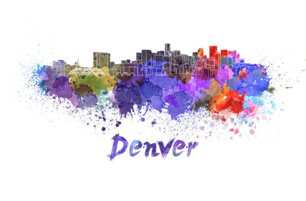 Denver skyline watercolor canvas, Denver Canvas Print, Denver wall art, Canvas Wall Art, Watercolor Skyline, Gift Ideas, Denver print