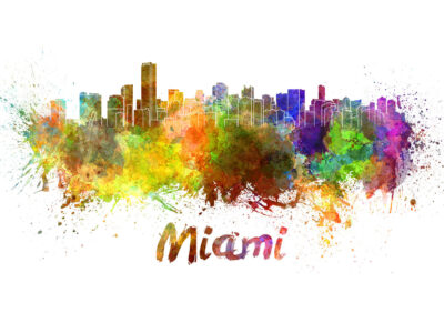 Miami skyline watercolor canvas, Miami Canvas Print, Miami wall art, Miami Canvas Wall Art, Watercolor Skyline, Gift Ideas, Miami print