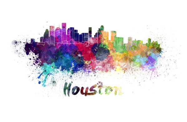 Houston skyline watercolor canvas, Houston Canvas Print, Houston wall art, Houston Canvas Art, Watercolor Skyline, Gift Ideas, Houston print