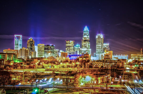 Charlotte at night, Charlotte Canvas, Charlotte skyline, Charlotte Wall canvas, 3 panel or single panel Charlotte art,Charlotte wall art