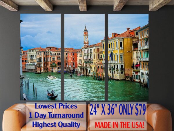 Venice Italy Gondolas in canal, Venice Italy, Vacation in Italy, Europe Classic Photo, Venice Canvas Print, Venice wall art, Large wall art