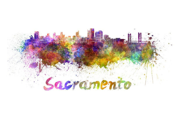 Sacramento skyline watercolor canvas, Sacramento Canvas Print, Sacramento wall art, Sacramento Canvas Wall Art,Sacramento California