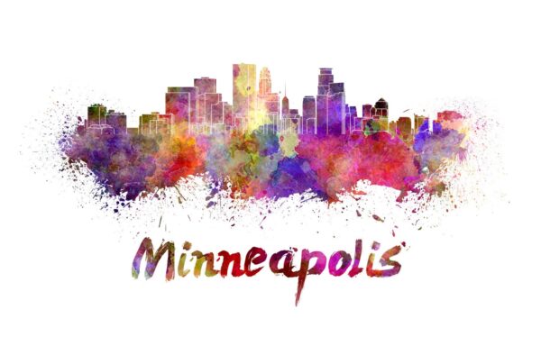 Minneapolis skyline watercolor canvas, Minneapolis Canvas Print, Minneapolis wall art, Minneapolis  Canvas Wall Art, Minneapolis watercolor