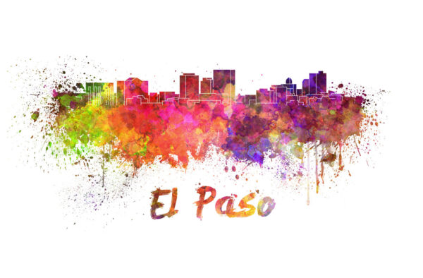 El Paso skyline watercolor canvas,  El Paso Canvas, El Paso wall art, El Paso Canvas Wall Art, El Paso wall art canvas, El Paso Texas