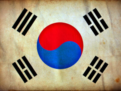 Vintage South Korea Flag on Canvas, South Korea Wall Art, South Korea Photo flag on canvas, Single or Multiple Panels South Korea flag