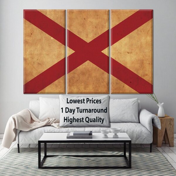 Vintage Alabama Flag on Canvas, Alabama, Flag, Wall Art, Alabama Photo, Print, Giclee, Fine Art, Southern Flag, Single or Multiple Panels