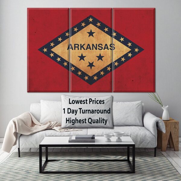 Vintage Arkansas Flag on Canvas, Arkansas, Wall Art, Arkansas, Photo,Arkansas print, Fine Art, Arkansas Flag Flag, Single or Multiple Panels