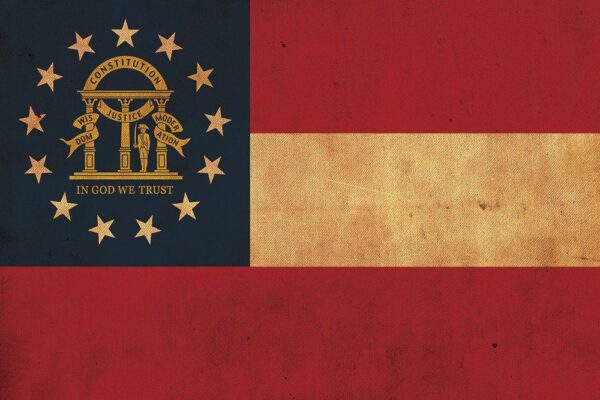 Vintage Georgia Flag on Canvas, Georgia,  Flag, Wall Art, Georgia Photo, Georgia Print, Fine Art, Peach state, Single or Multiple Panels