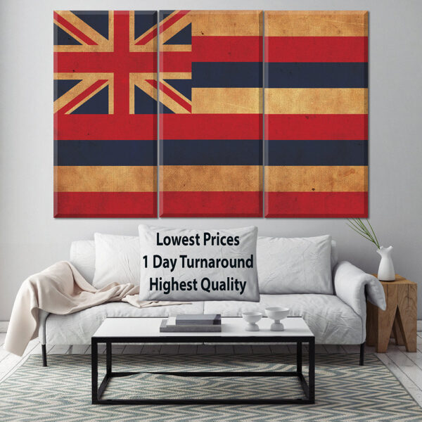 Vintage Hawaii Flag on Canvas, Hawaii, Flag, Wall Art, Hawaii Photo, Hawaii flag on canvas, Flag, Single or Multiple Panels Hawaii flag