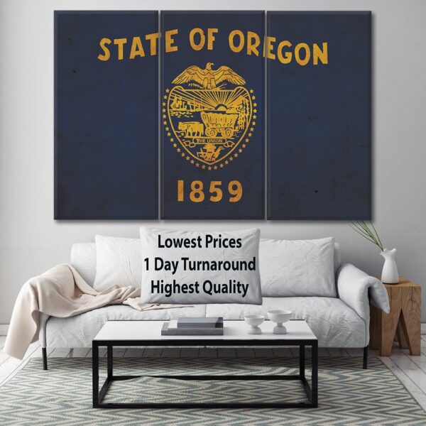 Vintage Oregon Flag on Canvas, Oregon Flag, Wall Art, Oregon Photo, Oregon flag on canvas, Flag, Single or Multiple Panels Indiana flag