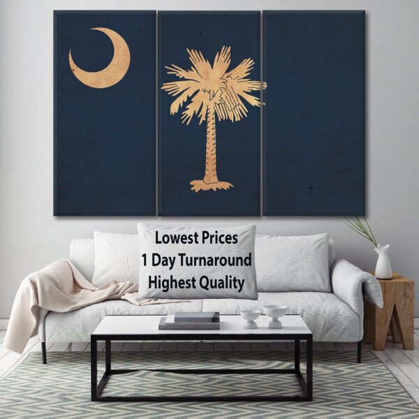 Vintage South Carolina Flag on Canvas, Flag, Wall Art, South Carolina Photo flag on canvas, Single or Multiple Panels Indiana flag